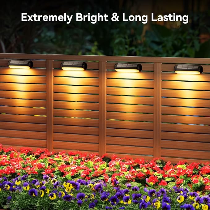 Solar Outdoor Lights for Deck 4 Pack, Upgraded RGB Solar Fence Lights - Image 7