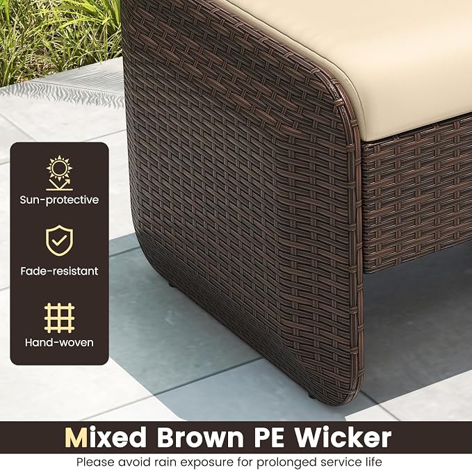 Tangkula 2 Pieces Patio PE Wicker Ottomans - Image 7