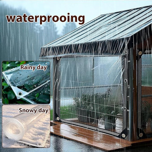 10'X12' Clear Vinyl tarp 14 Mil Thick Tarpaulin, Protects Against Water - Image 2