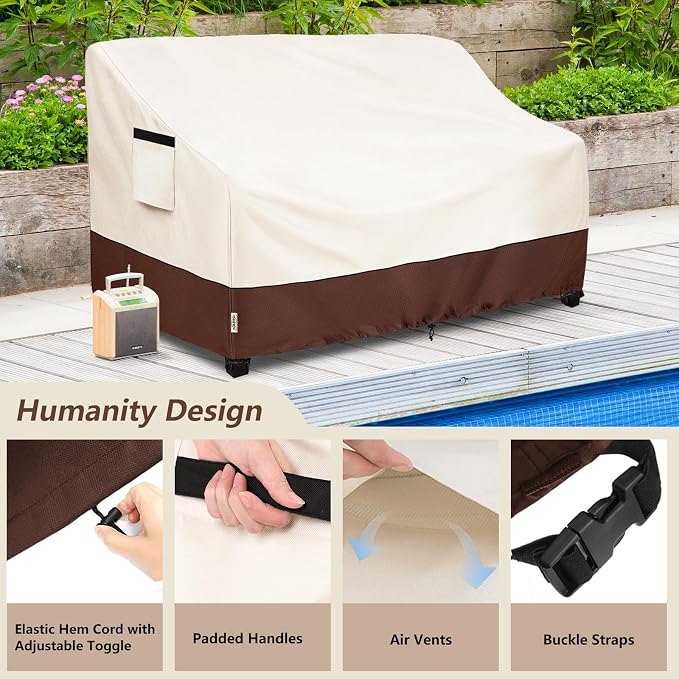 3-Seater Heavy Duty Patio Bench Loveseat Cover, 100% Waterproof Outdoor Sofa - Image 3