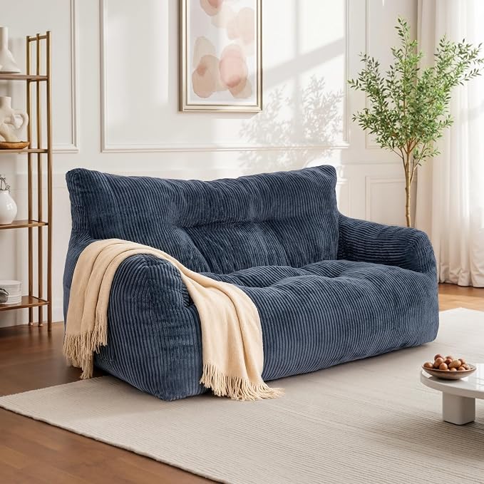 Pamapic 59" Bean Bag Chair, 2 Seat Loveseat Sofa, Ultra Soft Dutch Velvet - Image 6