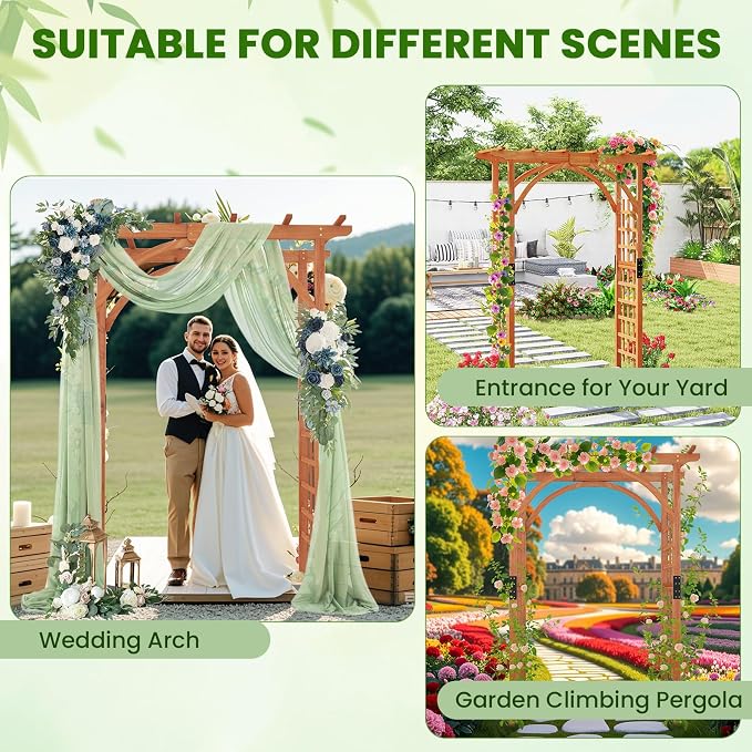 Giantex 85inch Wooden Garden Arch Wedding Arch - Image 7