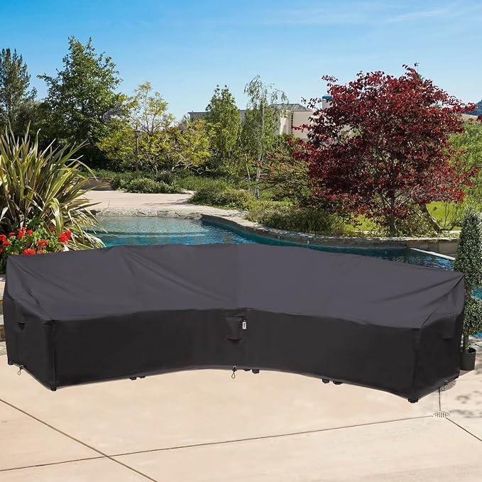 Curved Patio Furniture Cover for Outdoor Sectional Sofa, Half Moon Lawn Outside - Image 6