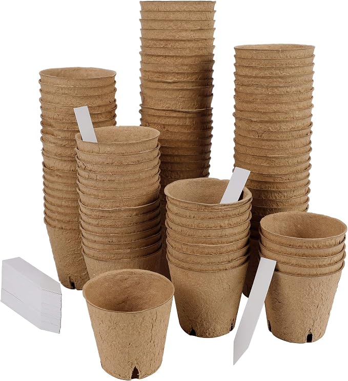 winemana 100 Pack Seed Starter Tray Kit, Biodegradable Peat Pots - Image 8