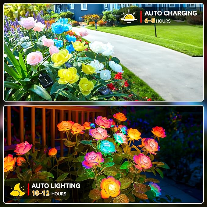 WdtPro Solar Garden Lights Outdoor, 4 Pack Solar Light Outdoor - Image 2