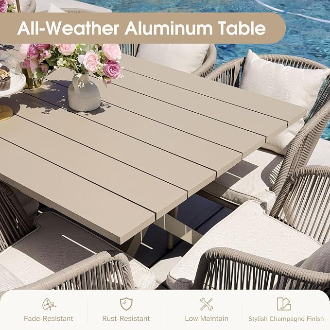 PURPLE LEAF 14 Pieces Patio Dining Set Wicker Outdoor Furniture Oversize - Image 2