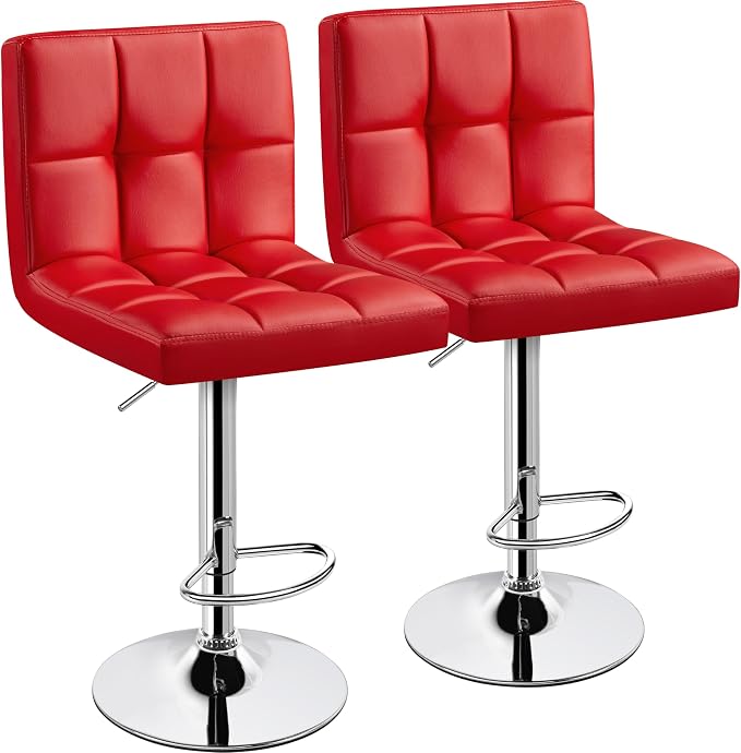 Yaheetech Bar Stools Set of 2, Adjustable PU Leather Swivel Barstools, Modern by Yaheetech