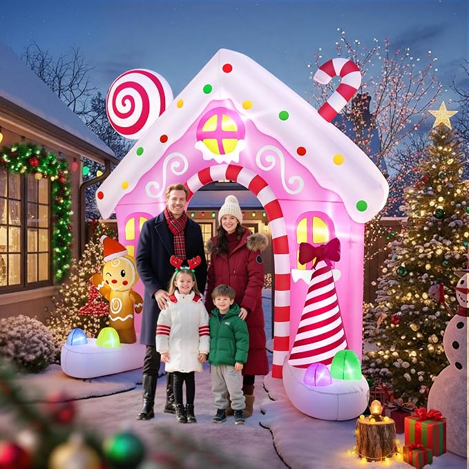 10 Ft Pink Inflatable Christmas Arch - Image 3