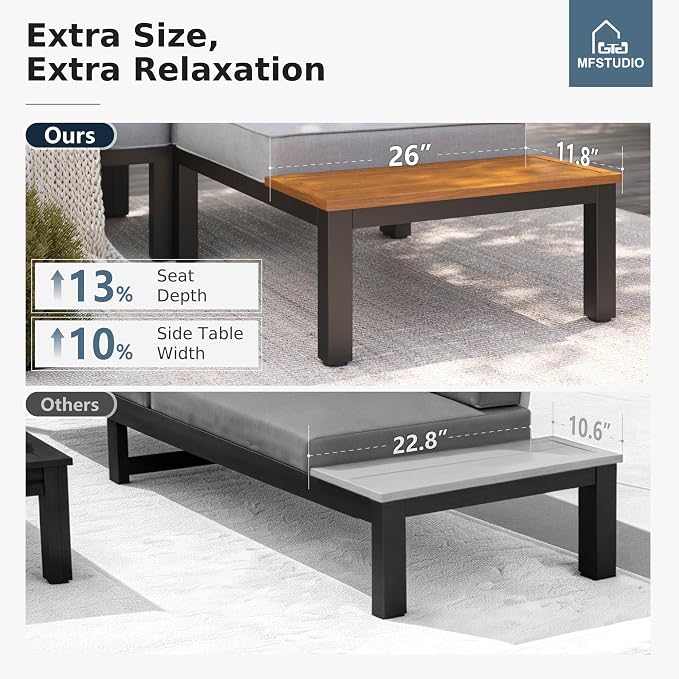 MFSTUDIO 7 Pieces Patio Furniture Set, Outdoor Sectional Sofa Metal Modern - Image 6