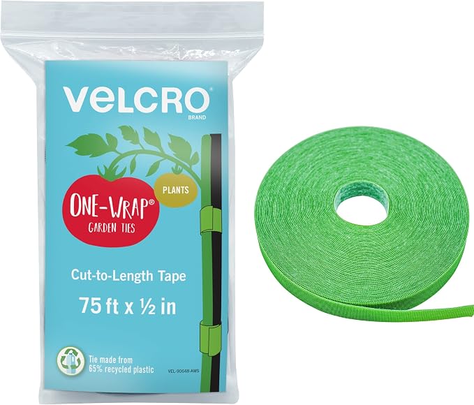Velcro Brand Adjustable Plant Ties | 75 ft x 1/2 in Green Garden Tape | Reusable by VELCROBrand