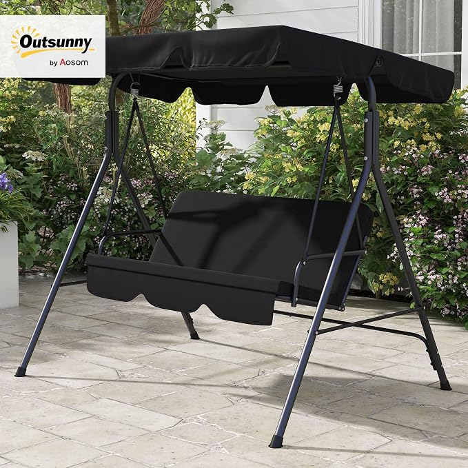 Outsunny 3-Seat Outdoor Patio Swing Chair - Image 2