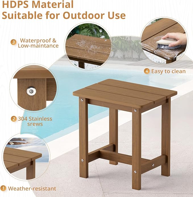 LUE BONA Outdoor Side Table, HDPS Small Outdoor Table, Adirondack Side Table - Image 6