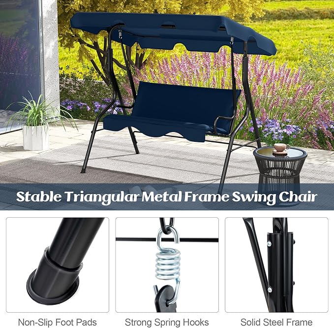 Tangkula 3 Person Porch Swing, Patio - Image 7