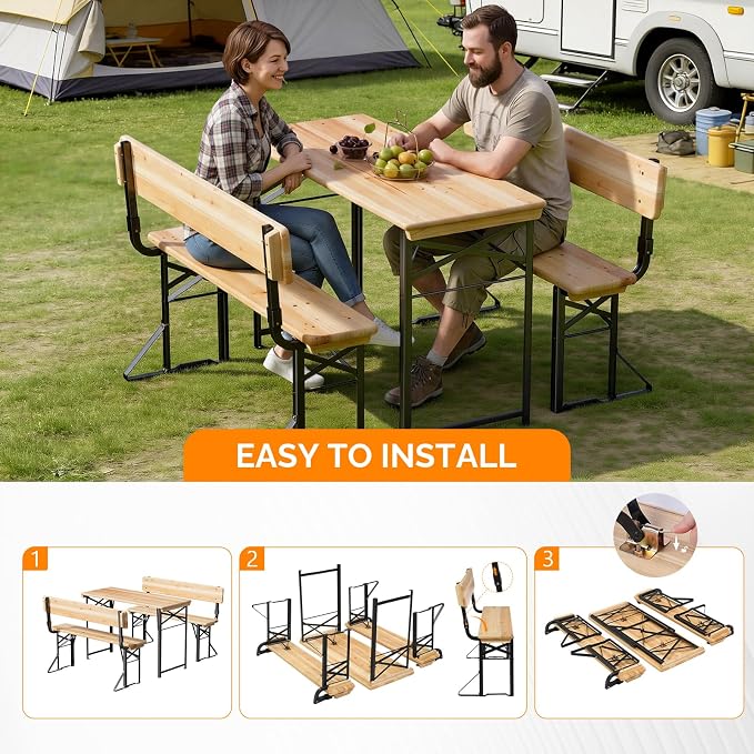 VINGLI 45 Inch Folding Picnic Tables and Chair Set - Image 5