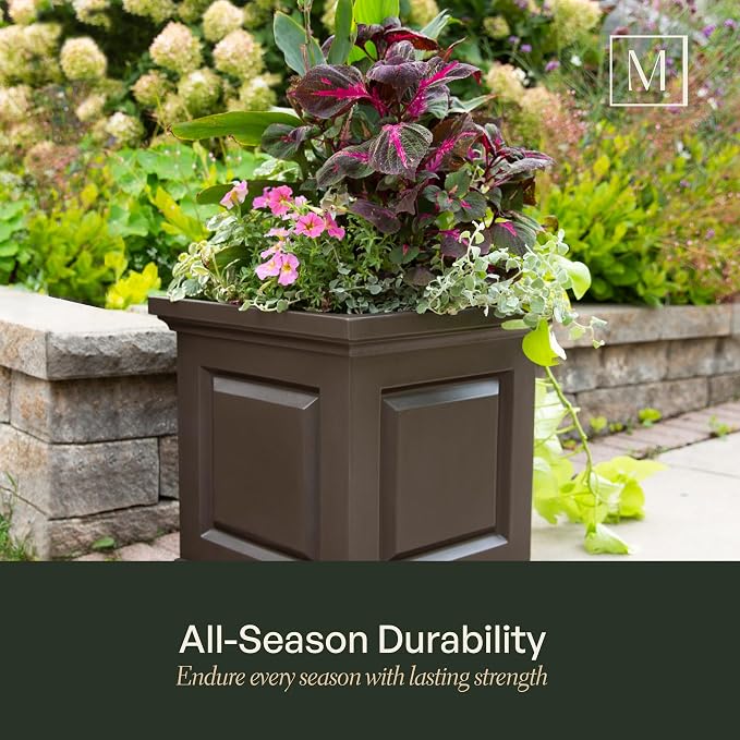 Mayne Nantucket 20-Inch Square Planter – Self-Watering, Weather-Resistant - Image 4