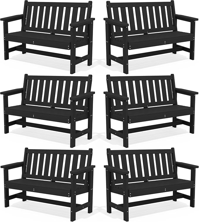 SERWALL Outdoor Bench, HDPE Outdoor Benches Weatherproof, 2-Person Garden Bench by SERWALL