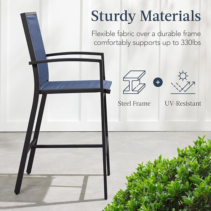 Best Choice Products Outdoor Bar Stools Set of 2, Bar Height, Patio Furniture - Image 5