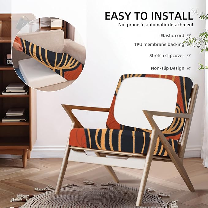 8Pcs Outdoor Cushion Covers, Patio Cushion Covers, Stretch Elastic Slipcovers - Image 5