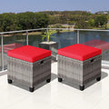 LDAILY Moccha 2 Pieces Patio Outdoor Ottoman, All Weather Rattan Patio Ottoman by LDAILY