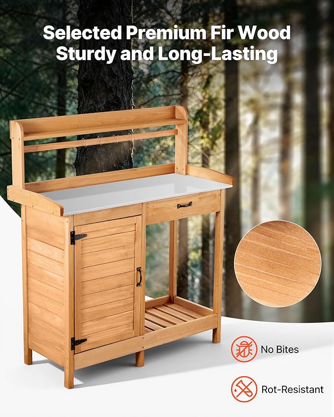 VEVOR Potting Bench Table, 3-in-1 Outdoor Gardening Wooden Workstation - Image 3