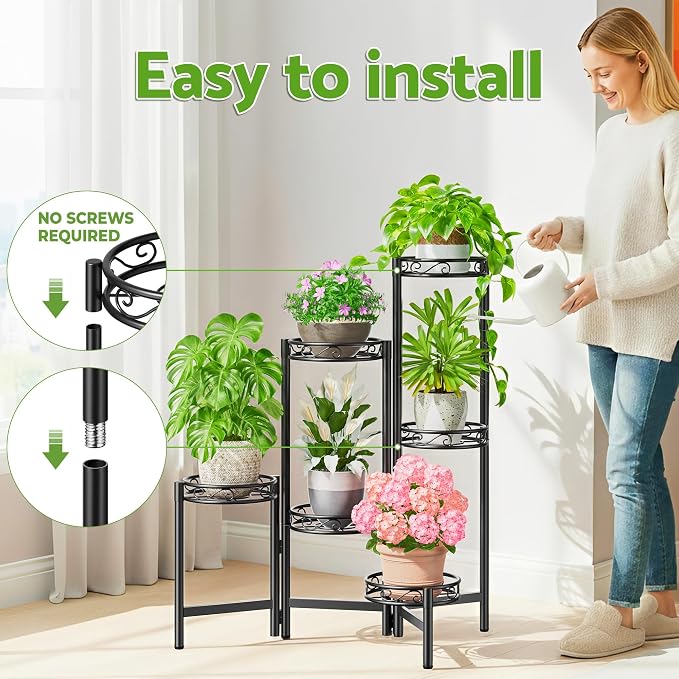 Plant Stand Indoor Outdoor, 6 Tier Metal Flower Shelf - Image 6