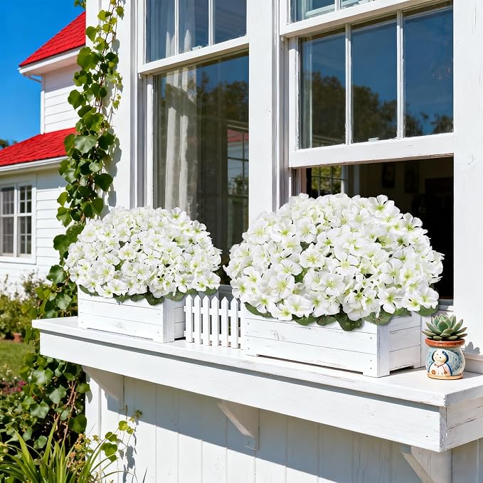 Artificial Geranium Flowers for Outdoors, 6 Bundles Realistic Silk Fake Geranium - Image 7