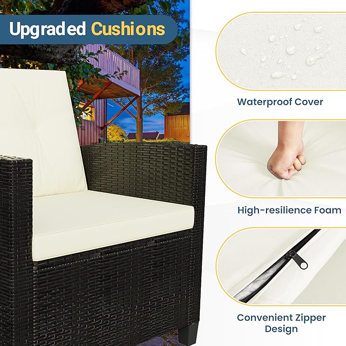 Wisteria Lane 4 Piece Patio Furniture Set, Wicker Outdoor Patio Conversation - Image 5
