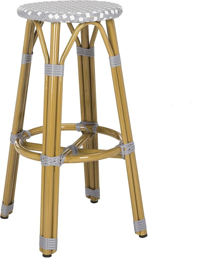 Safavieh PAT4018A Collection Kelsey Navy and White Indoor/Outdoor Bar Stool - Image 4