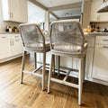 PURPLE LEAF Counter Height Bar Stools Set of 2 Rattan Wicker Outdoor Metal Boho by PURPLELEAF