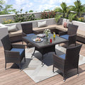 ALAULM 5 Piece Patio Dining Set All-Weather Wicker Outdoor Furniture Set by ALAULM