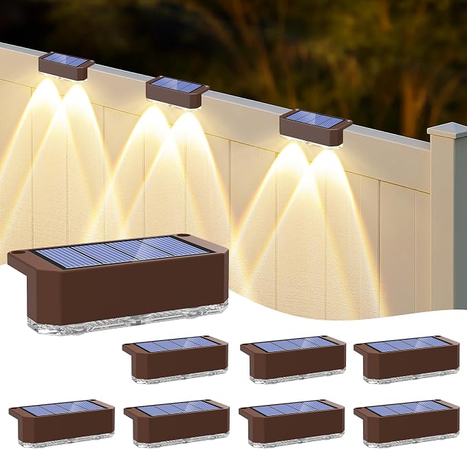 Peasur Solar Fence Lights Outdoor, 8 Pack Step Light Solar Powered, Waterproof by Peasur