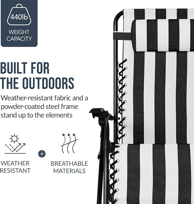Best Choice Products Set of 2 Extra Wide Adjustable Steel Mesh Zero Gravity - Image 6