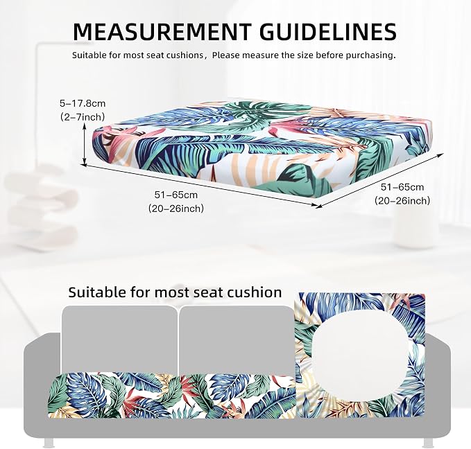 8Pcs Outdoor Cushion Covers, Patio Cushion Covers, Stretch Elastic Slipcovers - Image 2