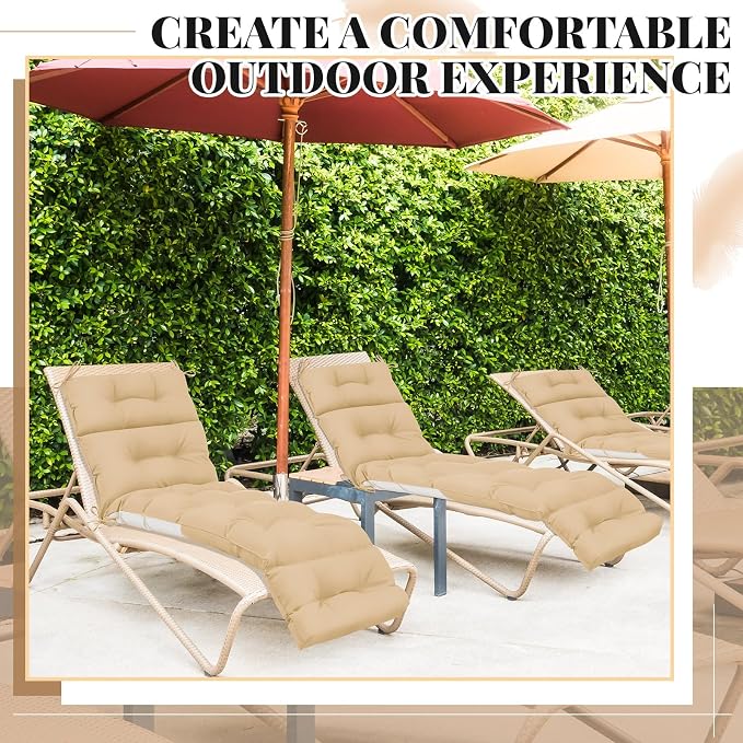 Kigley 2 Pcs Chaise Lounge Cushions 75 x 22 x 5 Inches Soft Lounge Chair - Image 6