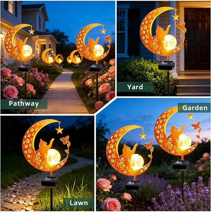ZNYCYE Solar Lights Outdoor Decorative Moon Cat Butterfly Solar Stake Lights - Image 7