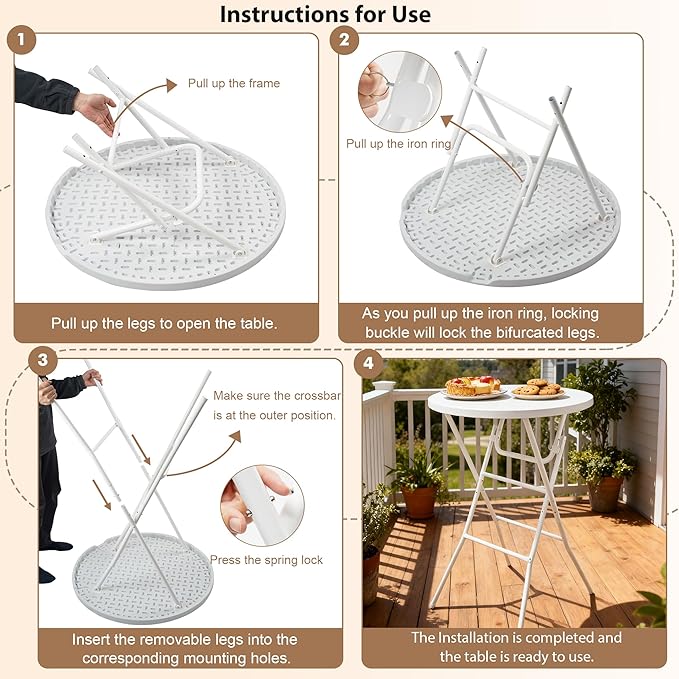 Folding Round Table, 32in Cocktail Table, High Top Table - Image 4