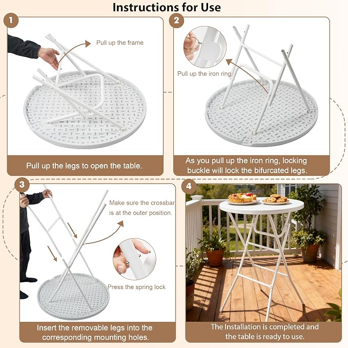 Folding Round Table, 32in Cocktail Table, High Top Table - Image 4