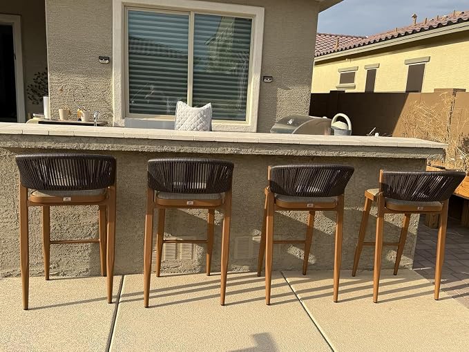 PURPLE LEAF Bar Stool Set of 2 Outdoor Bar Chairs - Image 4
