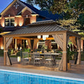 EROMMY 12x14 Gazebo, Wooden Finish Frame Gazebos by EROMMY