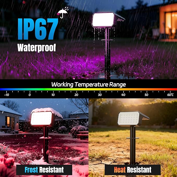Solar Spot Lights Outdoor Color Changing, 7 Modes Auto On/Off Solar Landscape - Image 5