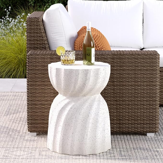 COSIEST Outdoor Side Table, Concrete Contemporary Lightweight Accent Table - Image 7