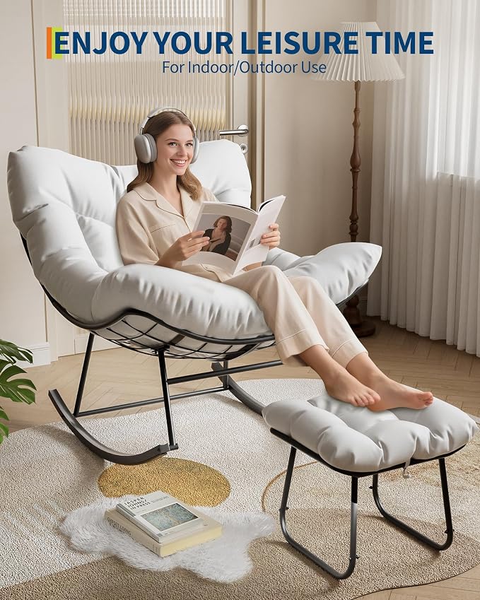 GAOMON Outdoor Oversized Papasan Rocking Chair - Image 4