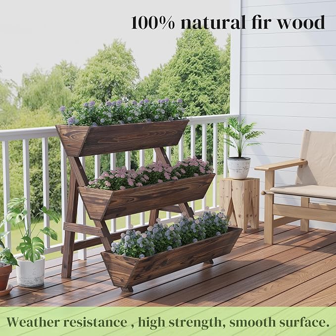 3-Tier Wooden Vertical Raised Garden Bed - Image 3