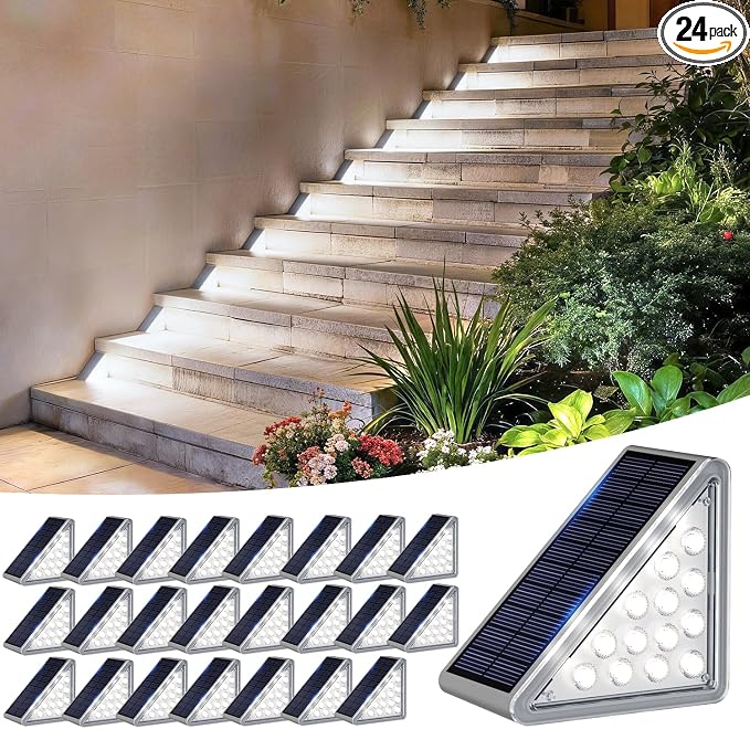 Grey Solar Step Light Outdoor Stair Lights, Deck Lights Outdoor Powered IP65 by JEJOT