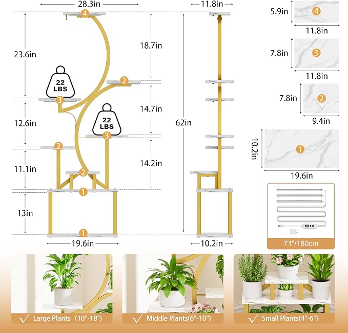Plant Stand Indoor with Grow Lights - Image 6