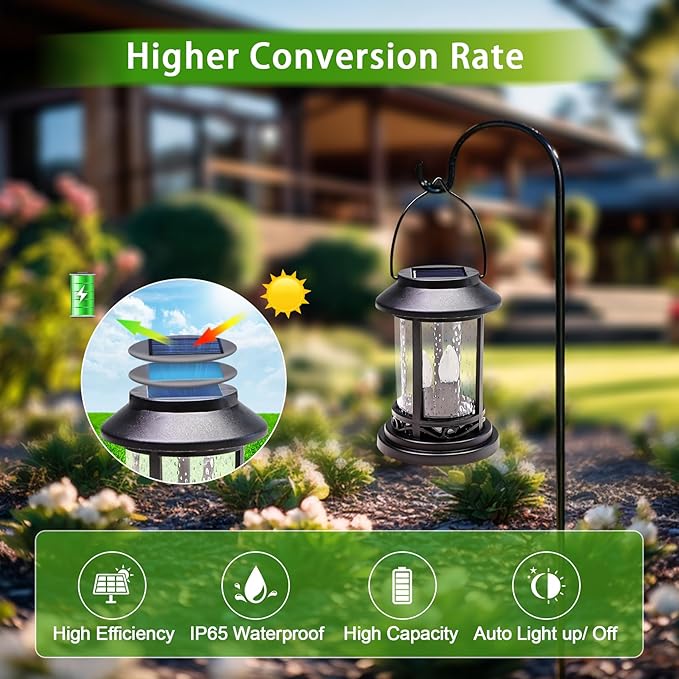Beautyard 6 Packs Outdoor Solar Candles Lights Flickering Decorative Lantern - Image 5
