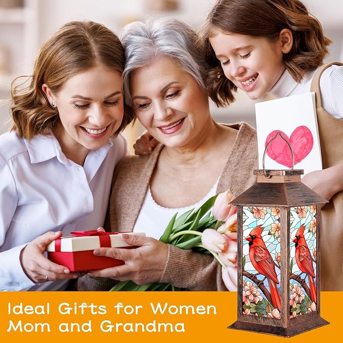 Solar Lantern Outdoor Waterproof Cardinal Garden Decor Birthday Gifts - Image 2