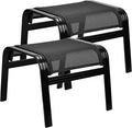 Patio Outdoor Ottoman Assembled Aluminum Footstools Small Seat Side Table by Deugold