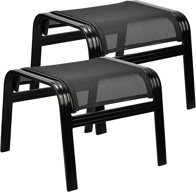 Patio Outdoor Ottoman Assembled Aluminum Footstools Small Seat Side Table by Deugold