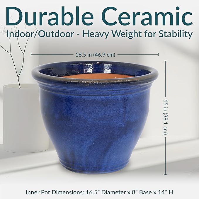 Sunnydaze Large Ceramic Plant Pot - Image 5